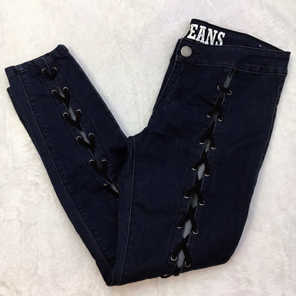 VIP Lace Up Skinny Jeans